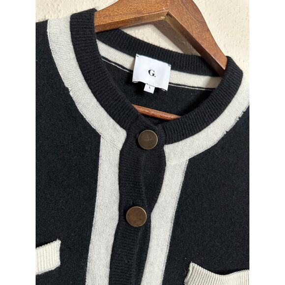 G. by Goop Hadley Tipped Cardigan 100% Cashmere Womans Large (FLAWED) - Picture 11 of 12